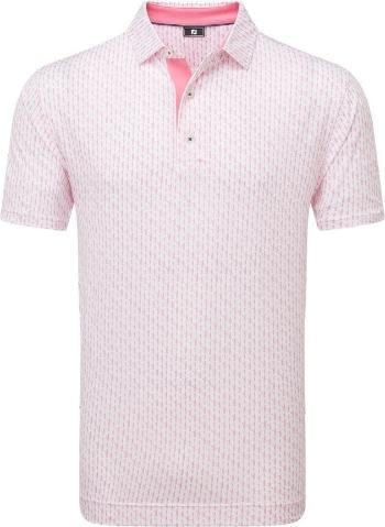 Footjoy Figure Print Lisle Mens White/Pink Lemonade M Polo košeľa