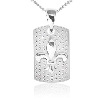 Náhrdelník - retiazka a obdĺžniková známka, Fleur de Lis, striebro 925