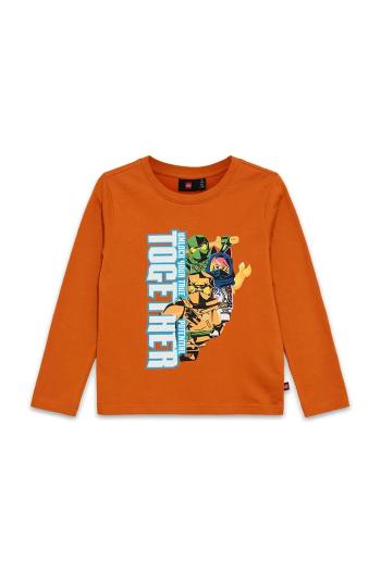 Detská bavlnená košeľa s dlhým rukávom Lego LWTANO 702 oranžová farba, s potlačou, 12011344