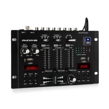 Auna Pro DJ-22BT, MKII, mixér, 3/2 kanálový-DJ-mixážny pult, BT, 2xUSB, montáž na rack, čierny