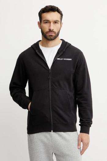 Mikina Helly Hansen CORE pánska, čierna farba, s kapucňou, s nášivkou, 53059