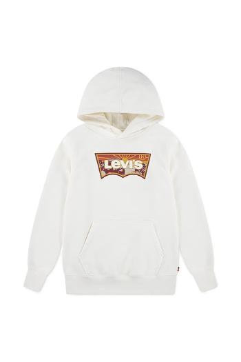 Detská mikina Levi's SUNRISE BATWING HOODIE béžová farba, s kapucňou, s potlačou, 8EP038