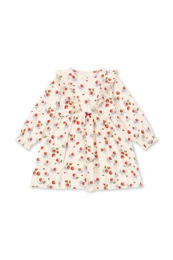 Dievčenské šaty Konges Sløjd BASIC FRILL DRESS GOTS béžová farba, mini, áčkový strih, KS102627