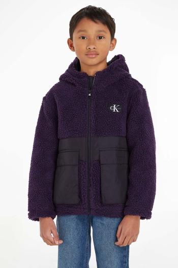 Detská bunda Calvin Klein Jeans fialová farba