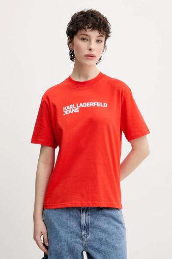 Bavlnené tričko Karl Lagerfeld Jeans dámske, oranžová farba, A1W17005