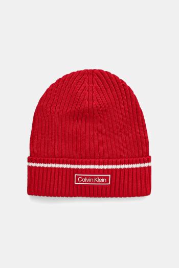 Detská čiapka s prímesou vlny Calvin Klein červená farba, LV04D8054G
