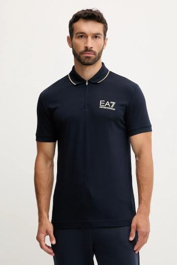 Polo tričko EA7 Emporio Armani pánske, tmavomodrá farba, s potlačou, AF13739.7M000669