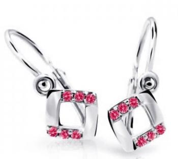 Cutie Jewellery Štvorcové detské náušnice z bieleho zlata C2268-10-X-2 fuchsiová