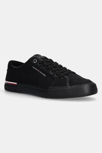 Tenisky Tommy Hilfiger CORE CORPORATE VULC CANVAS čierna farba, FM0FM05398