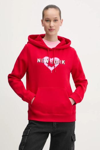 Mikina Tommy Jeans dámska, červená farba, s kapucňou, s potlačou, DW0DW21771