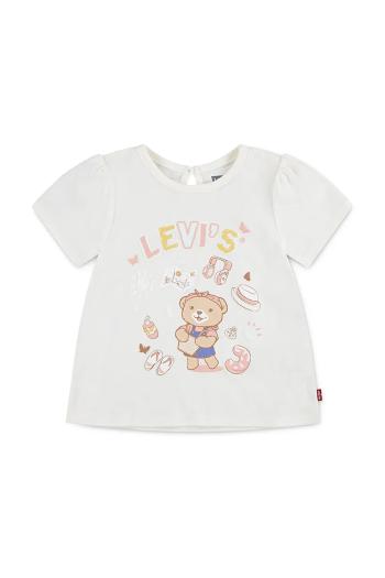 Tričko pre bábätko Levi's LIV SS SMOCKED SLV TEE béžová farba, 1EM401