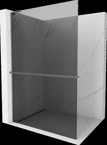 MEXEN/S - Kioto+ L Sprchová zástena WALK-IN s poličkou a držiakom uterákov 100 x 200, grafit, grafit metal 800-100-123-95-40