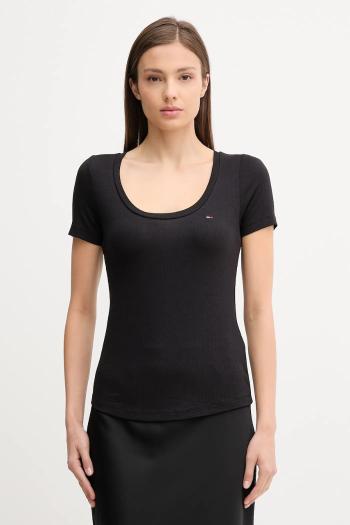Tričko Tommy Jeans dámske, čierna farba, DW0DW20916