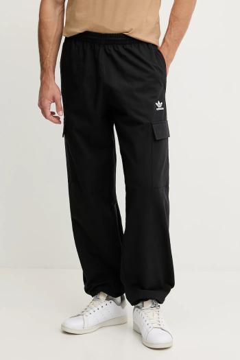 Bavlnené nohavice adidas Originals Essentials čierna farba, strih cargo, JX3913