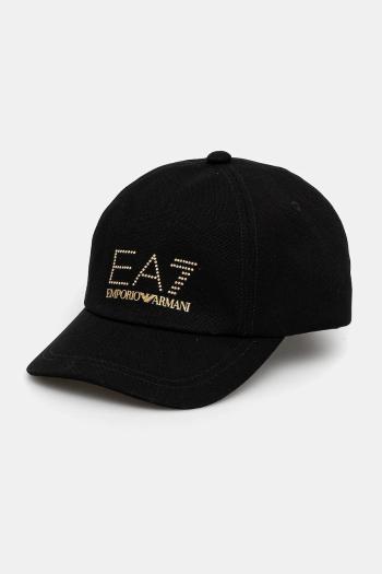 Bavlnená šiltovka EA7 Emporio Armani čierna farba, s nášivkou, AF13009.7W000327