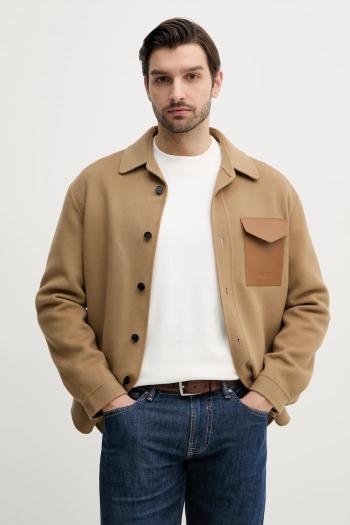 Vlnená bunda MACKAGE zelená farba, prechodná, oversize, EMMANUEL
