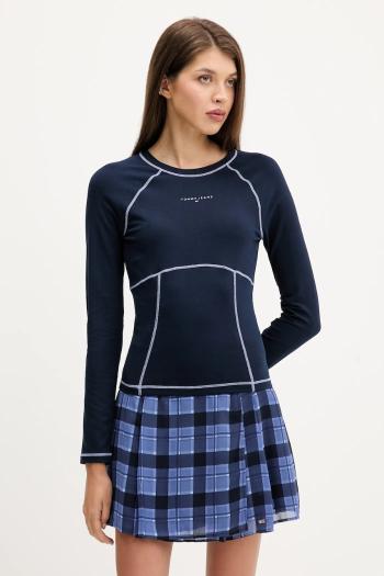 Tričko s dlhým rukávom Tommy Jeans tmavomodrá farba, DW0DW21539