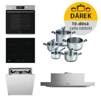 Whirlpool rúra OMK58CU1SX + indukčná varná doska WSQ7360NE + odsávač pár AKR7491IX + vstavaná umývačka riadu WIC3C26F SETWH29