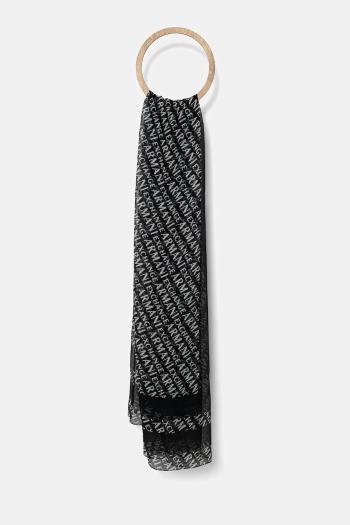 Šál Armani Exchange dámsky, čierna farba, vzorovaný, 944106 0A821 NOS