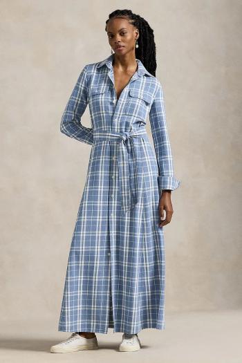 Bavlnené šaty Polo Ralph Lauren béžová farba, maxi, áčkový strih, 211959904