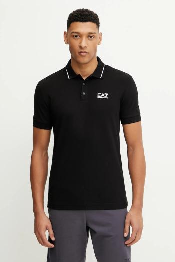 Polo tričko EA7 Emporio Armani pánske, čierna farba, s potlačou, PJVUZ.8NPF16