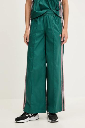 Nohavice adidas Originals Wideleg Pant tyrkysová farba, široké, vysoký pás, KC0677