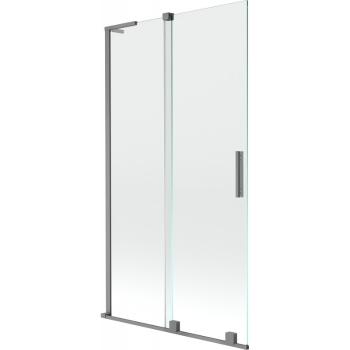 MEXEN/S - Velar L dvojkrídlová posuvná vaňová zástena 100 x 150 cm, transparent, grafit metal 896-100-003-01-95