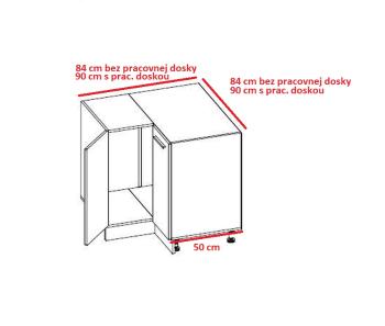 ArtExt Kuchynská linka FLORENCE mat Kuchyňa: Rohová spodná skrinka D12/90 / 84x82x84 cm