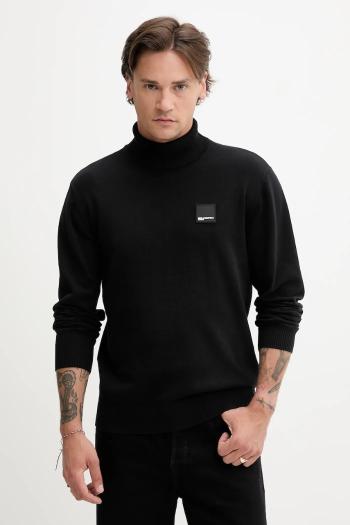 Bavlnený sveter Karl Lagerfeld Jeans čierna farba, ľahké, s rolákom, A3M18001
