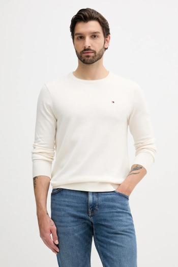 Bavlnený sveter Tommy Hilfiger béžová farba, ľahké, MW0MW39999