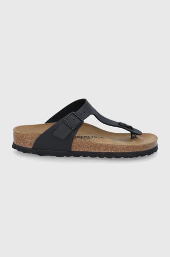 Šľapky Birkenstock Gizeh dámske, čierna farba, na plochom podpätku, 43693
