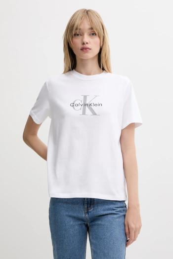Bavlnené tričko Calvin Klein Jeans dámske, biela farba, LV047B865G
