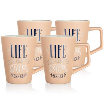 Set 4 căni din ceramică Banquet LIFECOFFEE, 450 ml