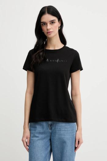 Bavlnené tričko Armani Exchange dámske, čierna farba, XW000391 AF10356