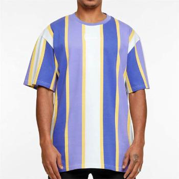 Tričko Karl Kani Small Signature Stripe Tee lilac/navy/off white - M