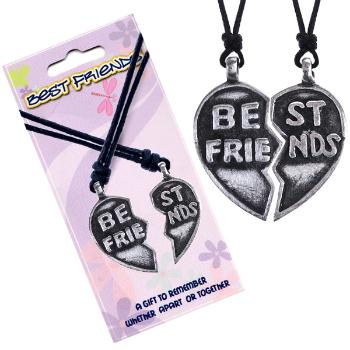 Náhrdelníky BEST FRIENDS – rozpolené srdce, text "Best Friends"