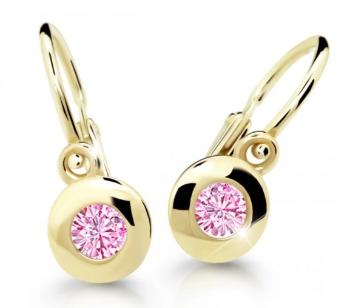 Cutie Jewellery Detské náušnice zo žltého zlata C2589-10-X-1 ružová