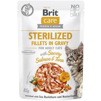 Brit Care Cat Sterilized Fillets in Gravy with Savory Salmon & Tuna 85 g (8595602564989)