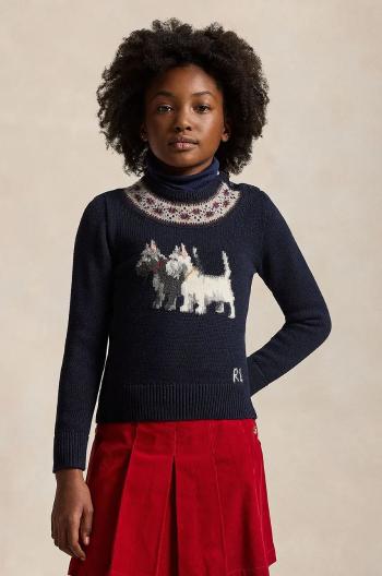 Detský bavlnený sveter Polo Ralph Lauren tmavomodrá farba, 313950806001