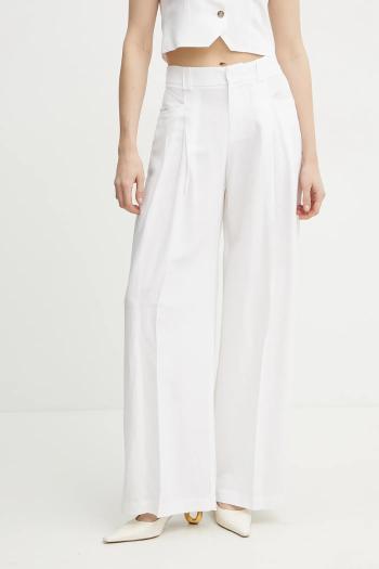 Nohavice Ermanno Scervino dámske, biela farba, široké, vysoký pás, 56TP029ES1