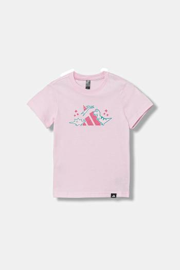 Detské bavlnené tričko adidas I ADIRAPTOR ružová farba, JV5069