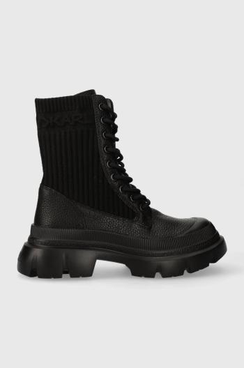 Workery Karl Lagerfeld TREKKA MAX KC dámske, čierna farba, na plochom podpätku, KL43573