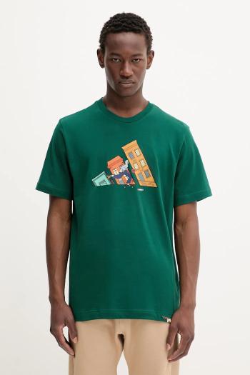 Bavlnené tričko adidas Doodle Hunt Skate Graphic T-Shirt pánske, zelená farba, s potlačou, JM6500