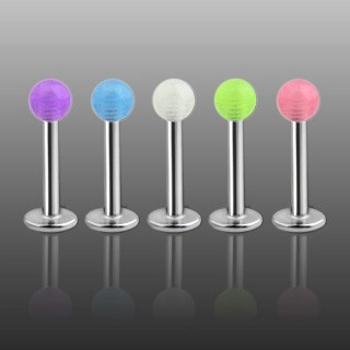 Labret - priesvitná farebná gulička - Farba piercing: Biela