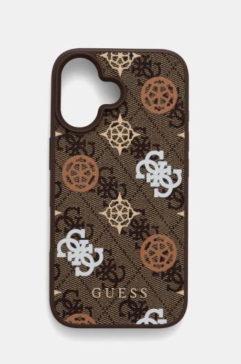 Puzdro na mobil Guess iPhone 16 6.1 hnedá farba, GUHMP16SP4PWPW