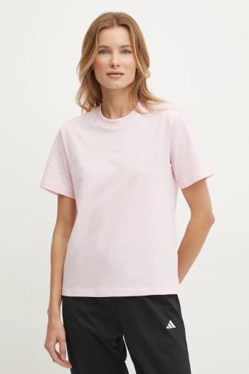 Bavlnené tričko adidas Essentials dámske, ružová farba, JI6073