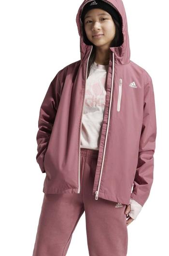 Detská bunda adidas J 2in1KT ružová farba, IW0546
