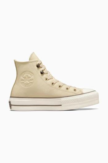 Kožené tenisky Converse Chuck Taylor All Star Lift dámske, béžová farba, A11158C