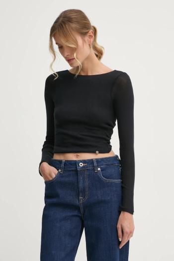 Bavlnené tričko s dlhým rukávom Pepe Jeans LULLY čierna farba, holý chrbát, PL505987