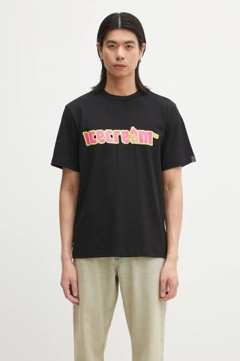 Bavlnené tričko ICECREAM Soft Serve T-Shirt pánske, čierna farba, s potlačou, IC25142